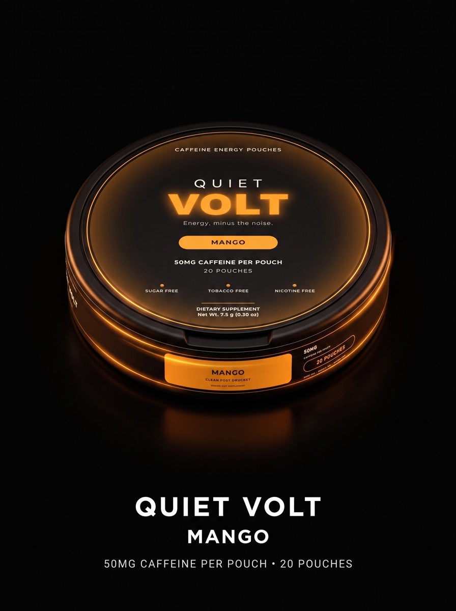 Quiet Volt Mango caffeine pouch can
