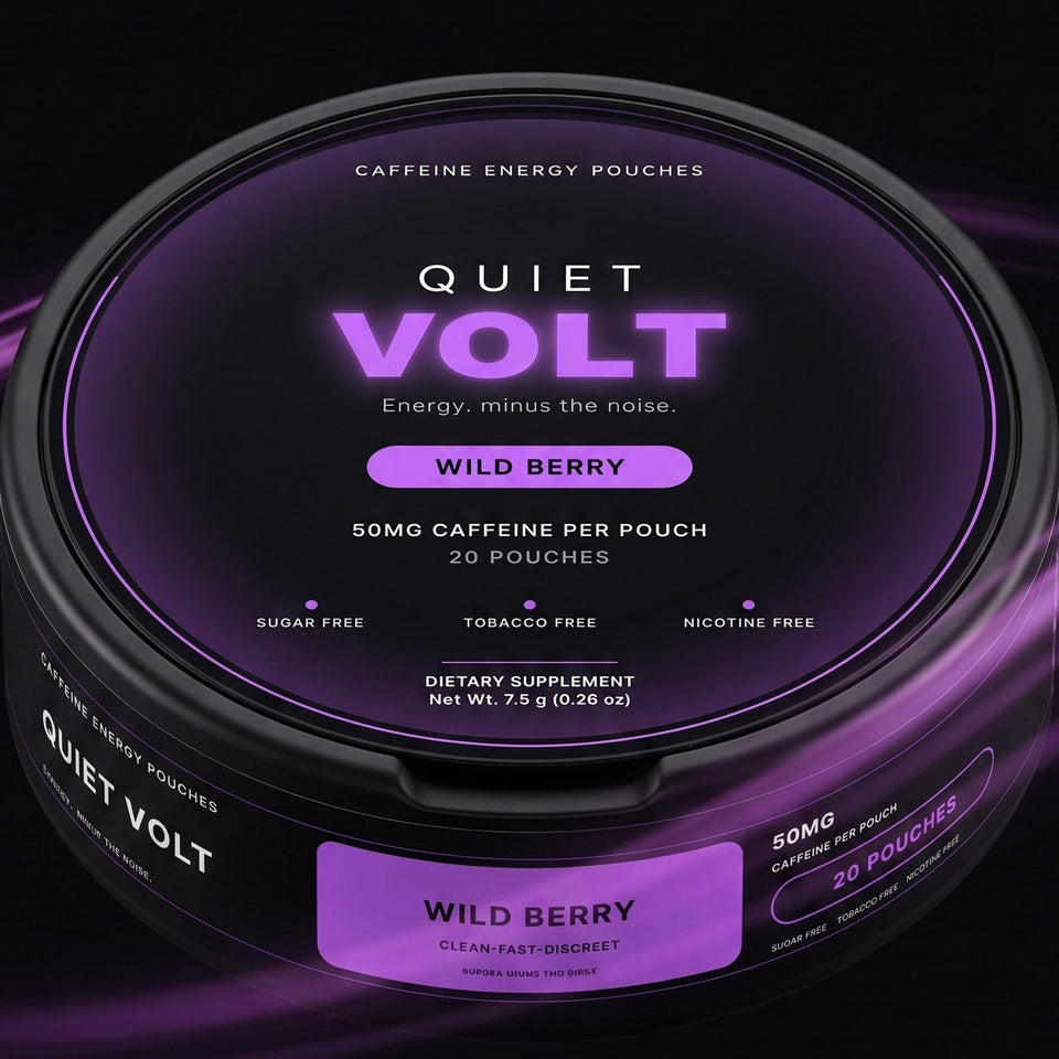 Quiet Volt Wild Berry caffeine pouch can