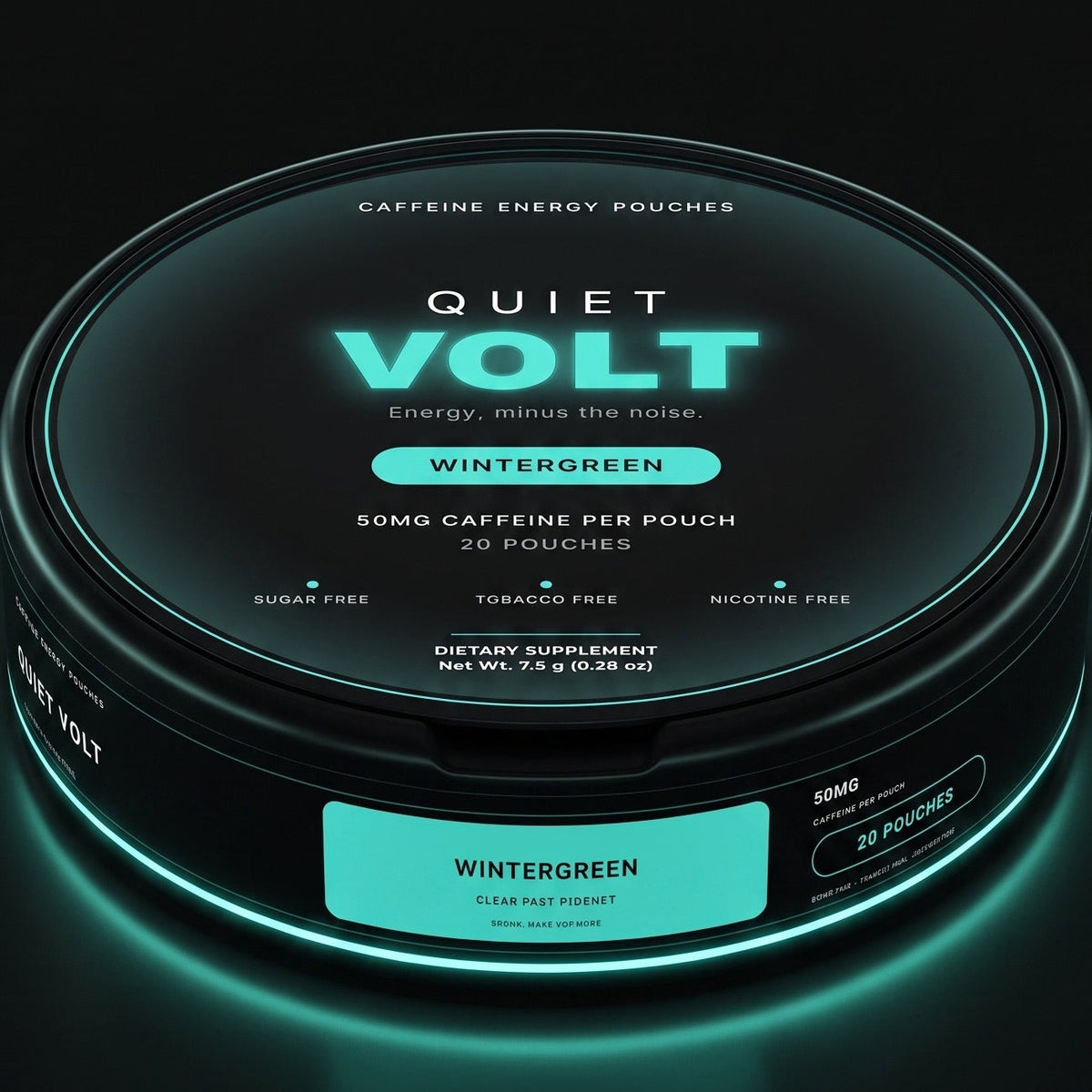 Quiet Volt Wintergreen caffeine pouch can for a storage guide