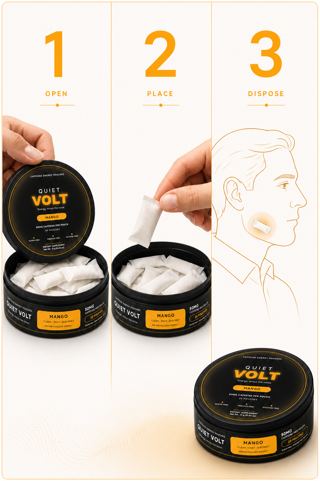 QUIET VOLT Mango Caffeine Pouches